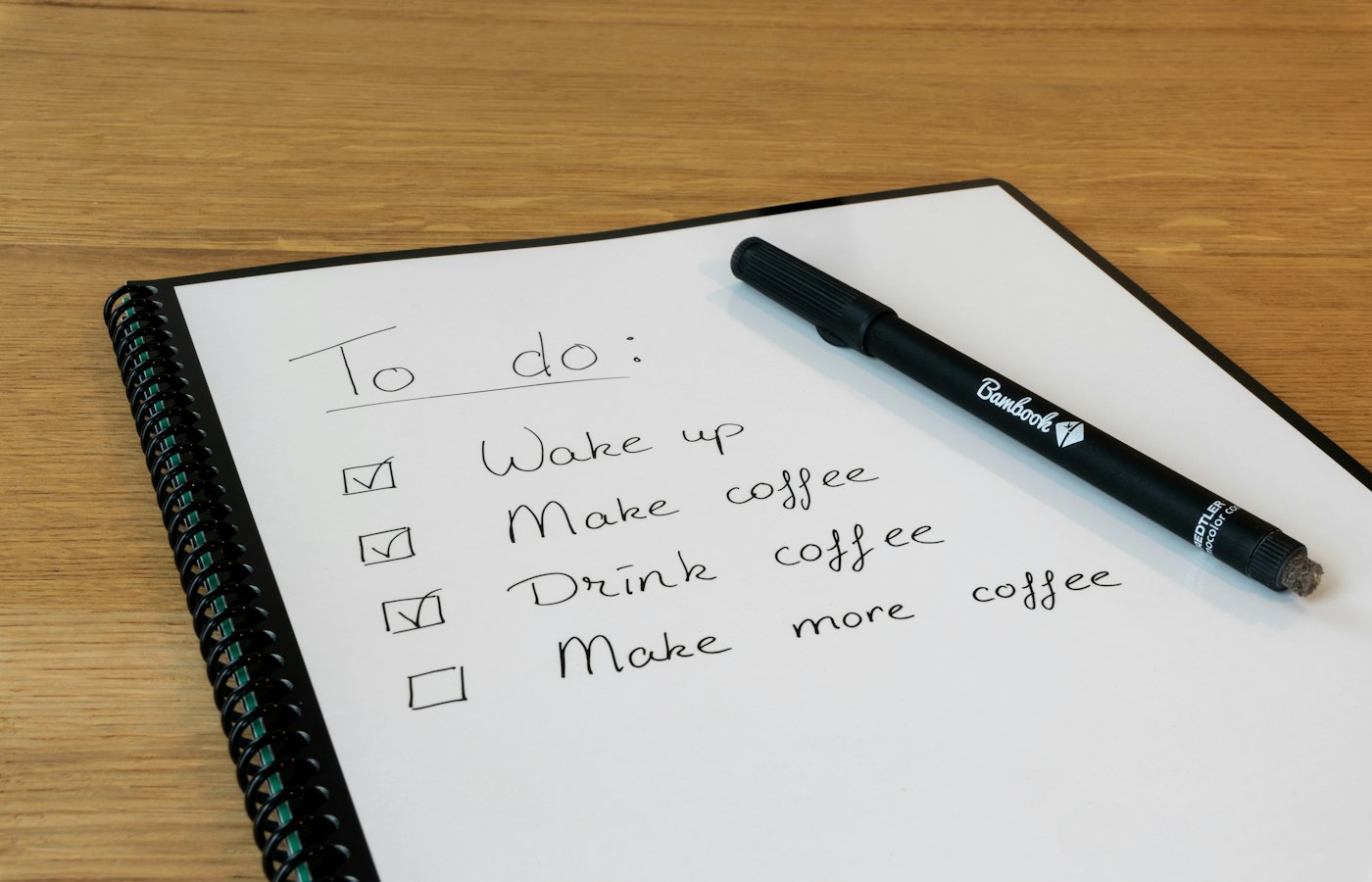 A handwritten checklist on a desk