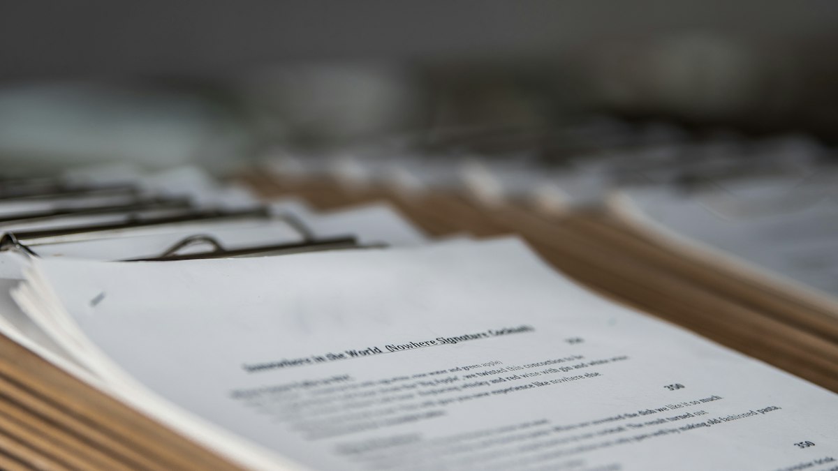 A folder of documents ready for review
