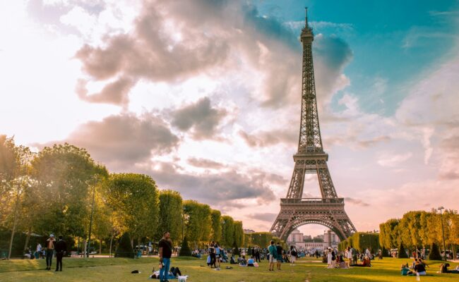 The Eiffel Tower framed by trees