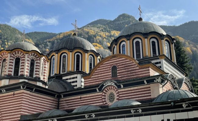 Rila Monastery in the mountains of Bulgaria