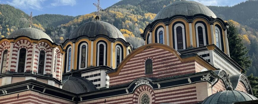 Rila Monastery in the mountains of Bulgaria