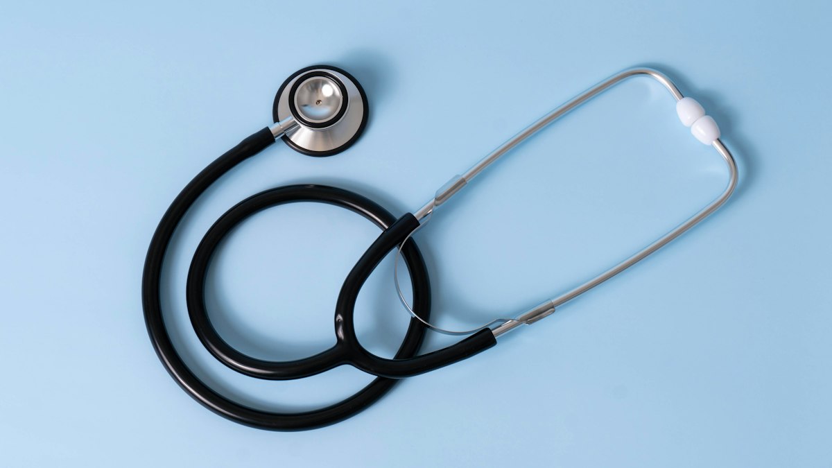 A stethoscope on a light background