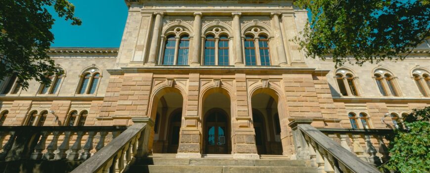 A historic stone university building
