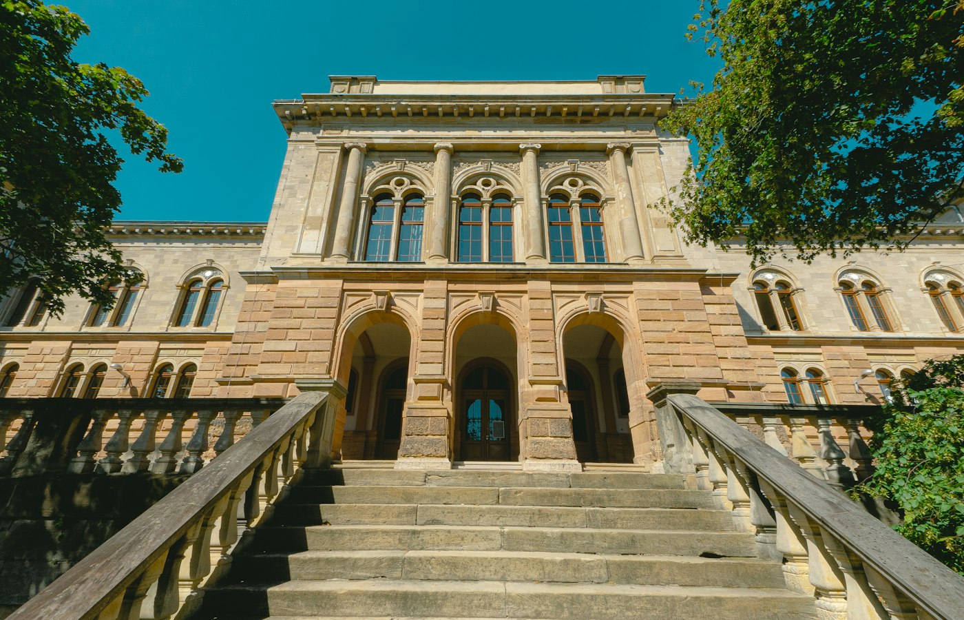 A historic stone university building