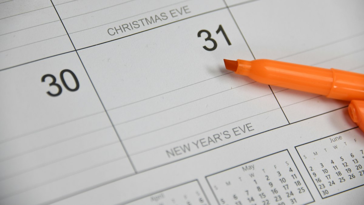 A calendar showing the end of the month