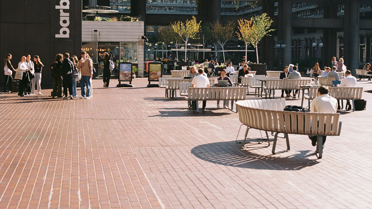 Students on a sunny university square