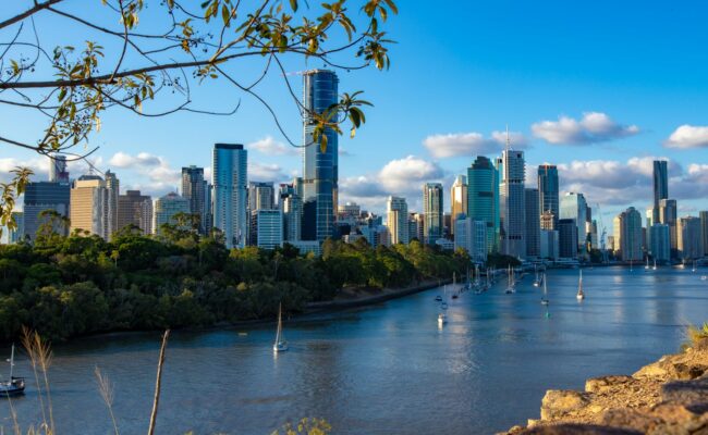The Brisbane skyline along the river