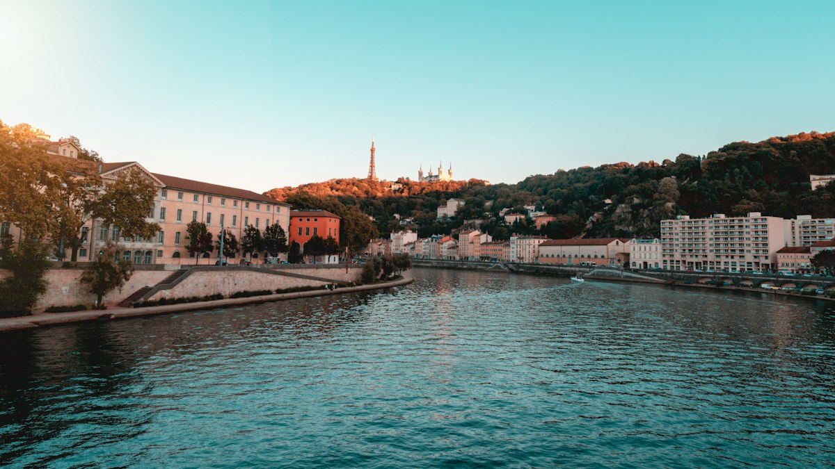 The city of Lyon along the river