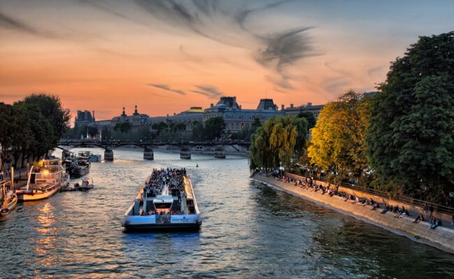 The River Seine in Paris at sunset