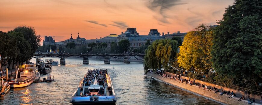 The River Seine in Paris at sunset