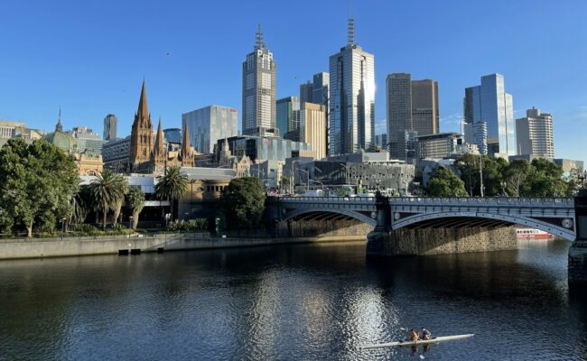 The Melbourne skyline across the Yarra River
