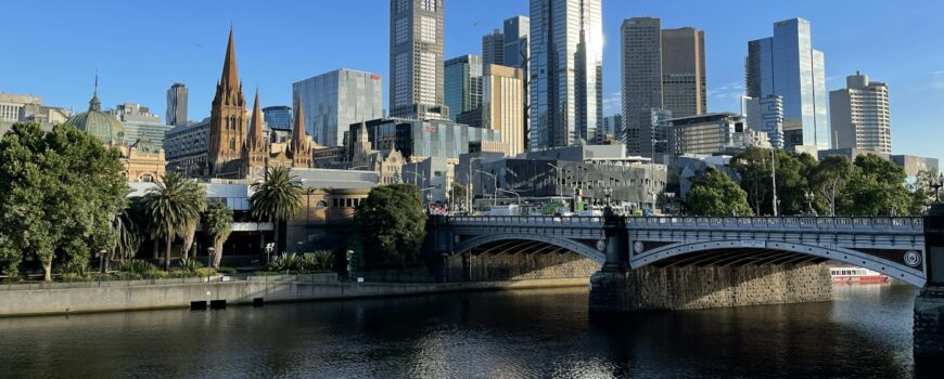 The Melbourne skyline across the Yarra River