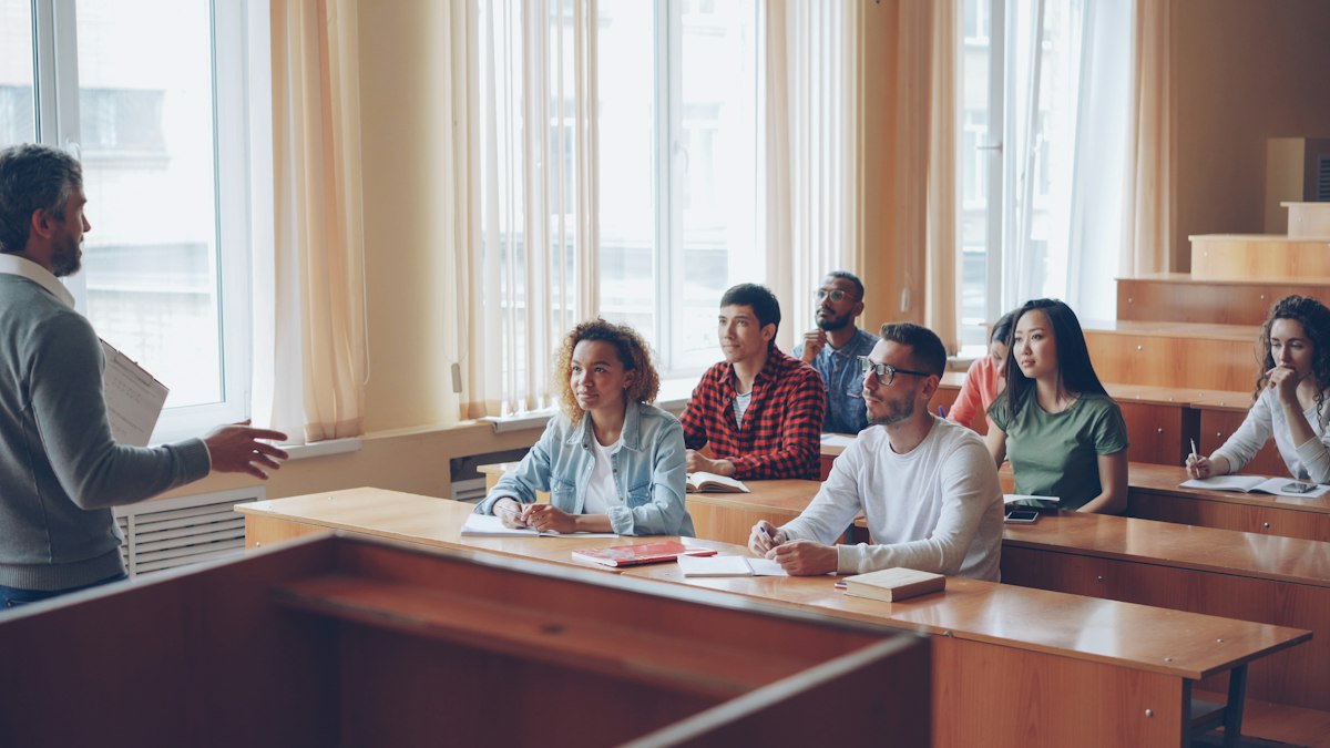 International students in a classroom