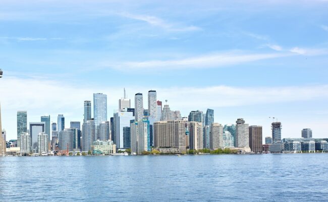 The Toronto skyline with the CN Tower on a clear day