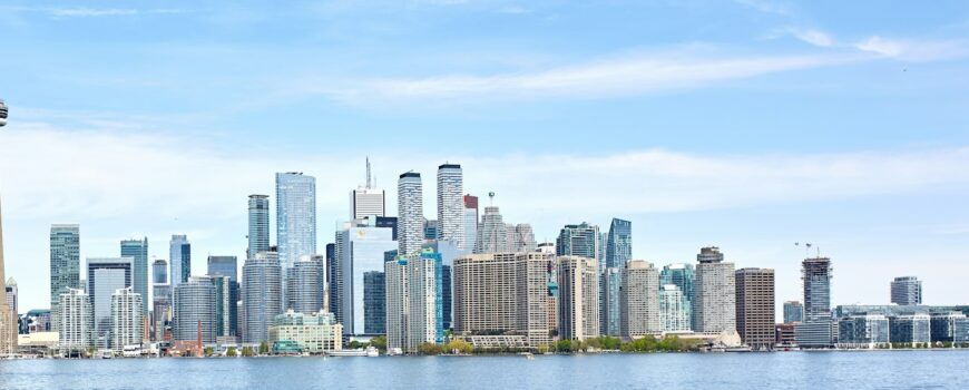 The Toronto skyline with the CN Tower on a clear day