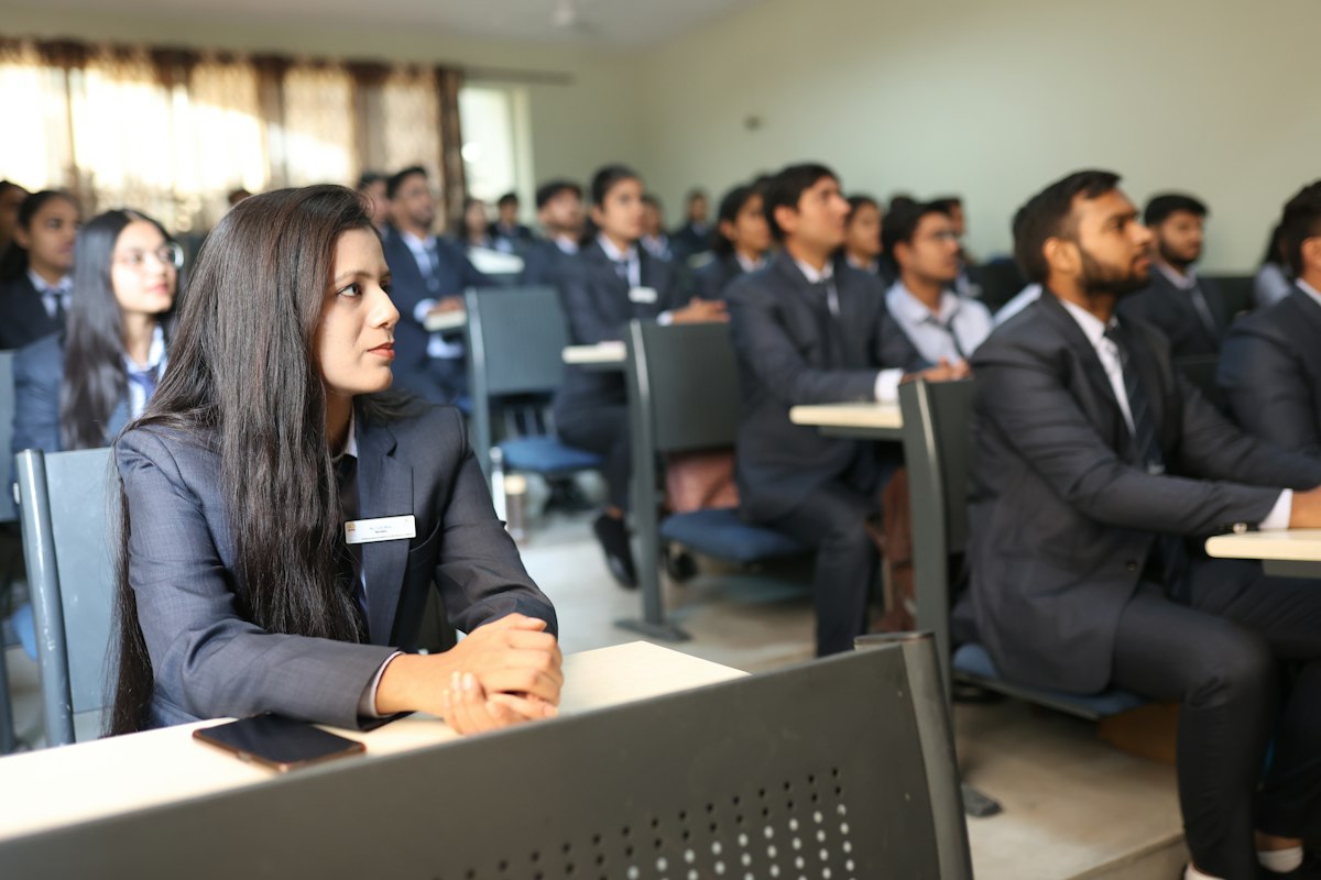 Students listening attentively in a classroom