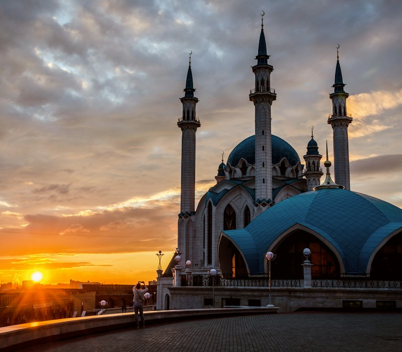 The Qolsharif Mosque in the Kazan Kremlin at sunset