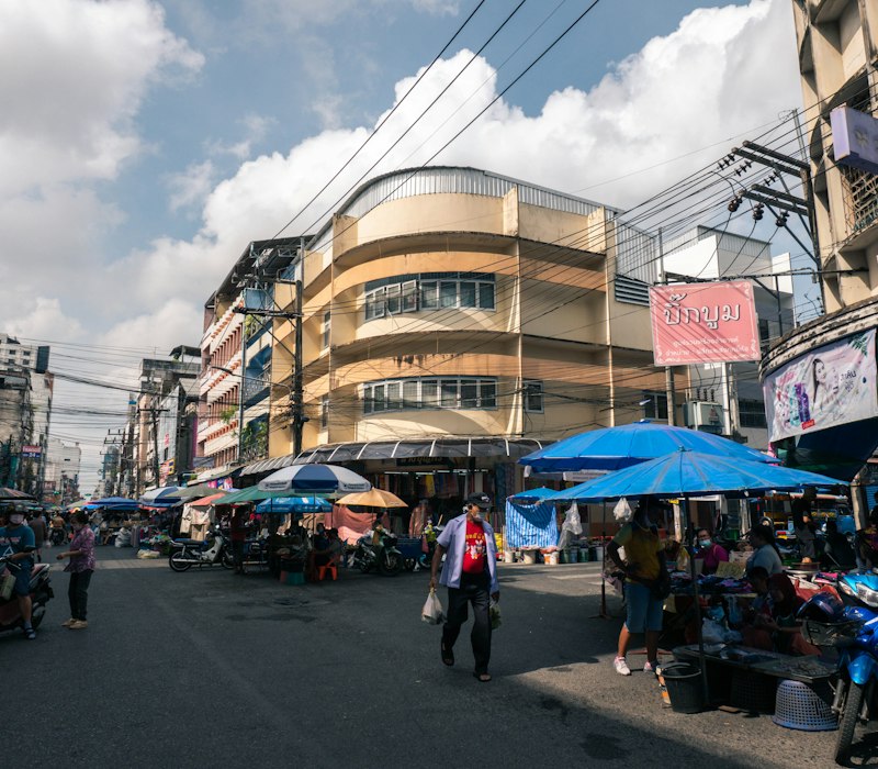 A busy market street in Hat Yai
