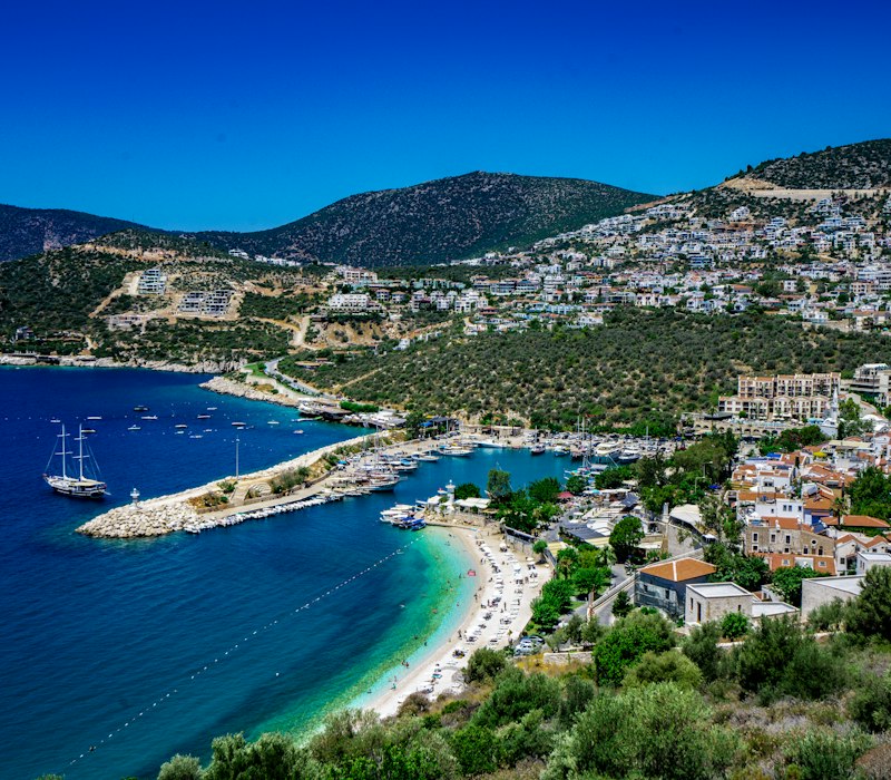 Turquoise water in a harbour town near Antalya