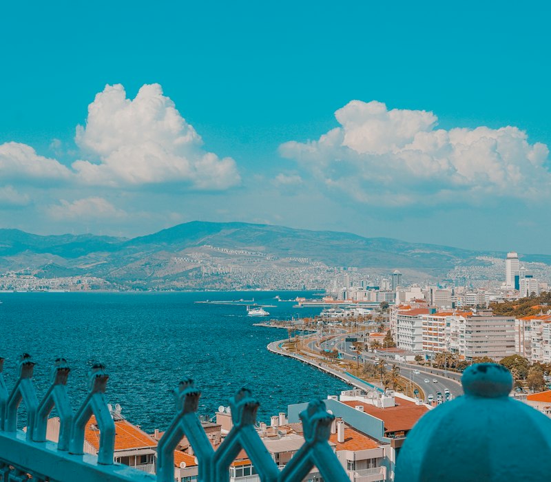 The blue bay of Izmir on the Aegean coast